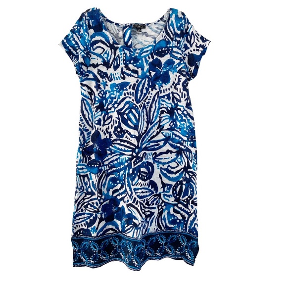 Lucky Brand Women's Batik Garden Dress Blue Floral Size Small - Picture 3 of 10